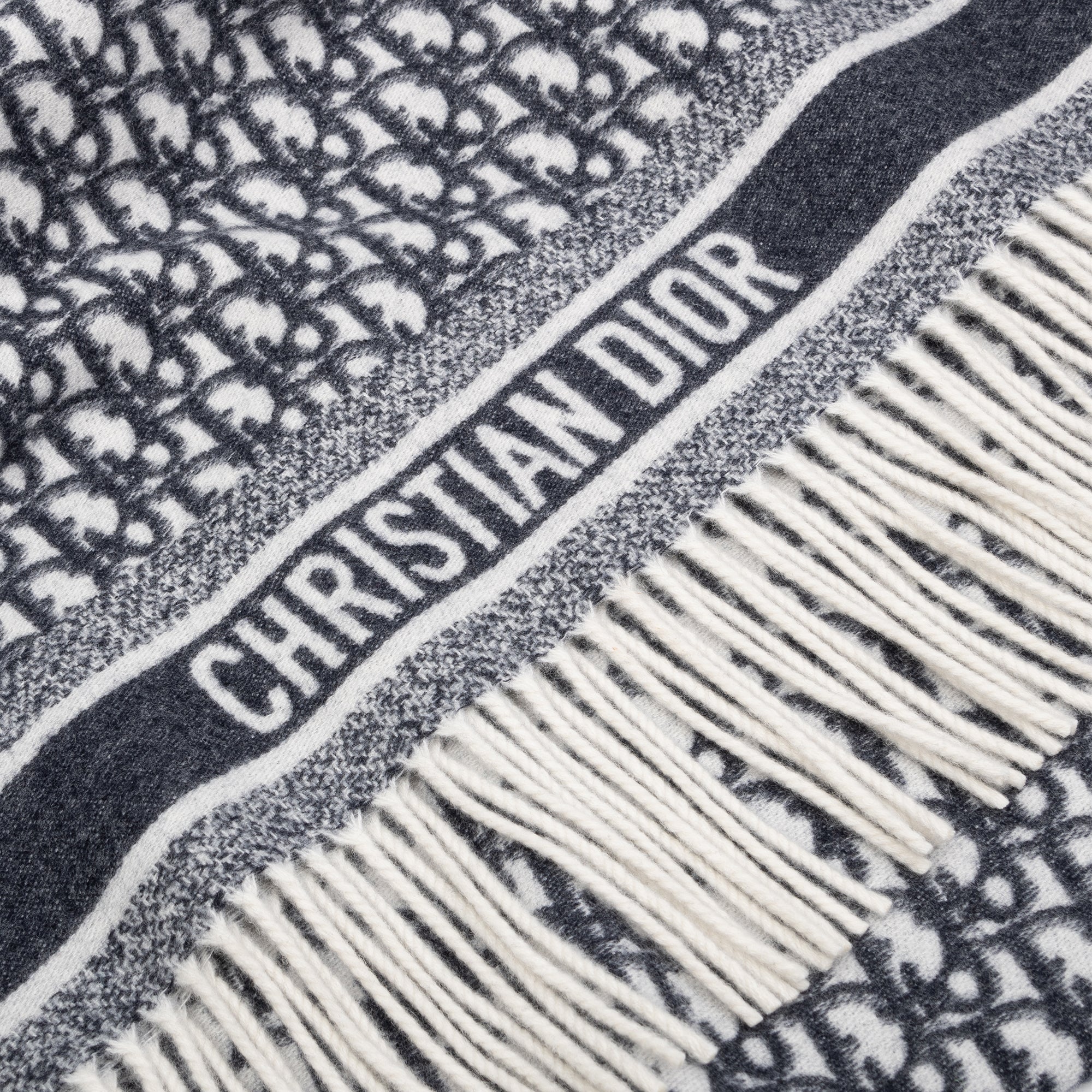 Dior - Dior Oblique Scarf Gray and White Wool - Men